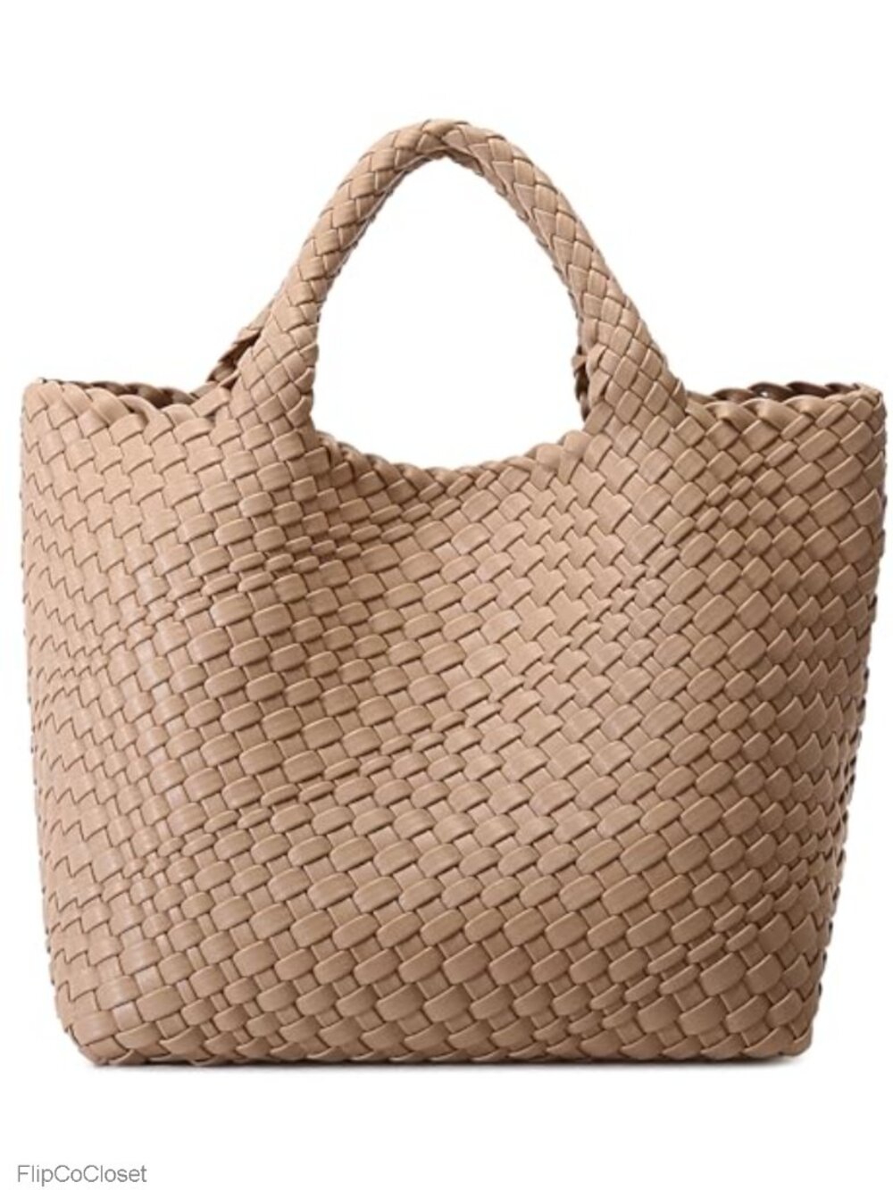 Vegan Leather Woven Tote Handbag Set with Clutch Travel Shoulder Bag